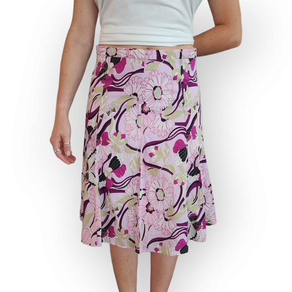 Vintage Byerwear Cotton Pink Butterfly Floral A-Line Skirt 28 - Picture 8 of 9